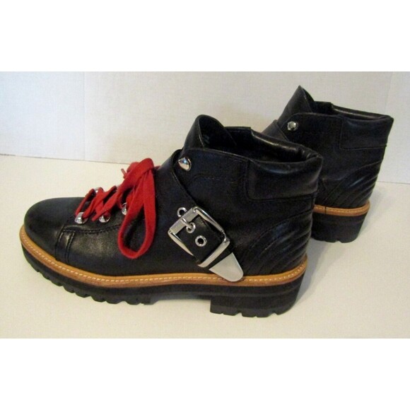Marc Fisher LTD Indre Ankle Boots Black Leather Hiker Combat Womens Size 8 - Picture 6 of 9